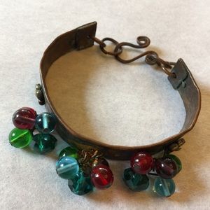 Copper bracelet with mixed colored beads hand made
